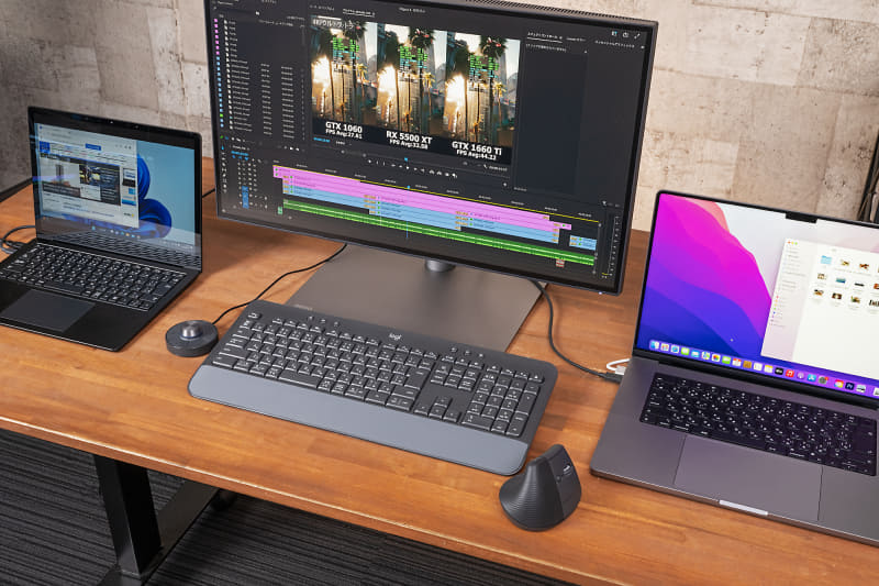 「KVM」機能により、2台のPCを1セットのキーボード・マウスで操作