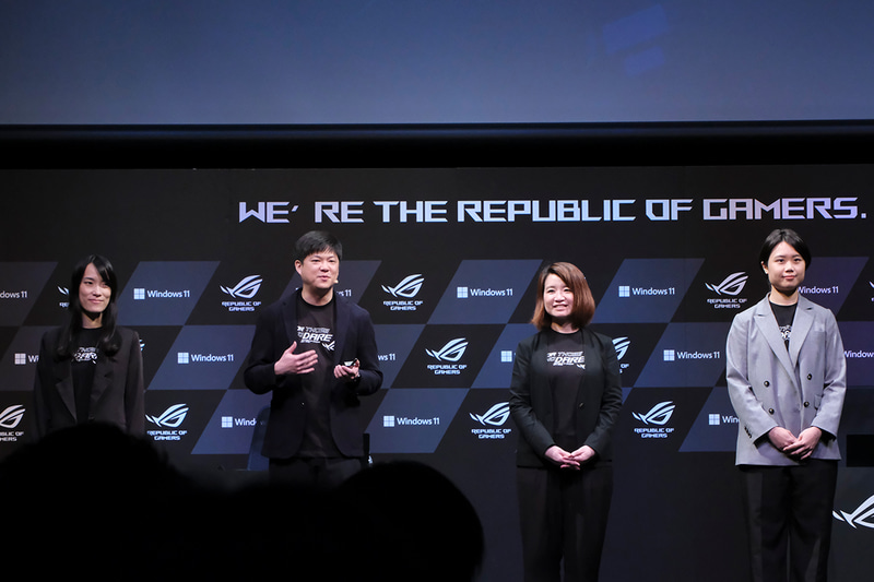 国内でROGを担当する主要メンバーの紹介も行なわれた。写真は左から、Ssuching Lin氏、David Chu氏、Cynthia Teng氏、Yvonne Chang氏