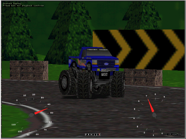 最初期のDirectXは、(PC)ゲーム業界からの評価は決して高くはなかった。画面は1996年にMicrosoftがWindows環境向けに発売した「Monster Truck Madness」(開発はTerminal Reality社)のもの。3dfx社が展開していたAPI「Glide」全盛期にDirectX 5ベースで開発された希有なタイトルの一例