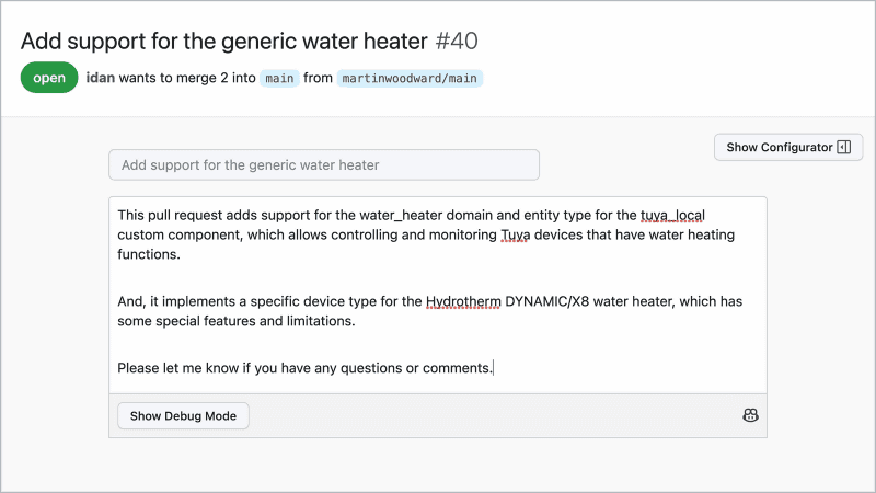 プルリクエストの説明もAIが自動補完生成できる