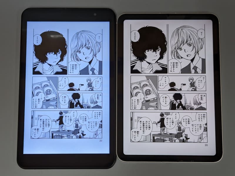 こちらはiPad mini(右)との比較。本製品のほうがひとまわり小さい
