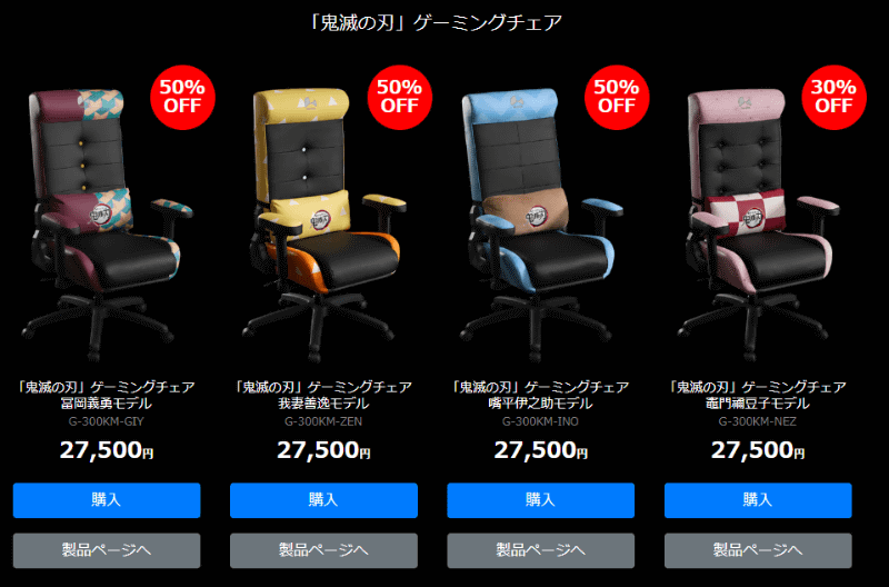 セール対象製品の例