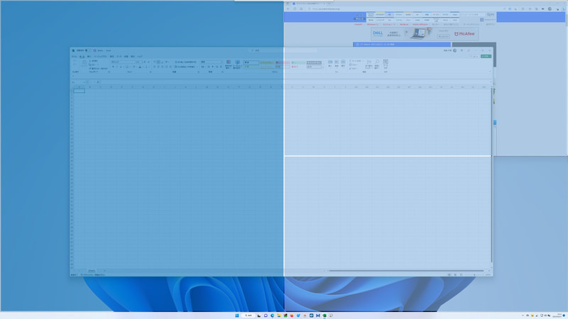 選択したプリセットの分割レイアウトを表示しながらウィンドウを配置できるのも便利