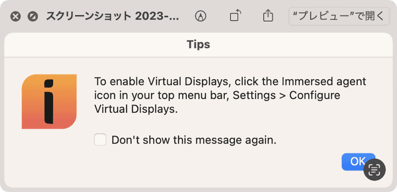 Immersedを開くと［Tips］画面が表示されますが、そのまま［OK］をクリック。マイクへのアクセスを許可するために［OK］をクリックします