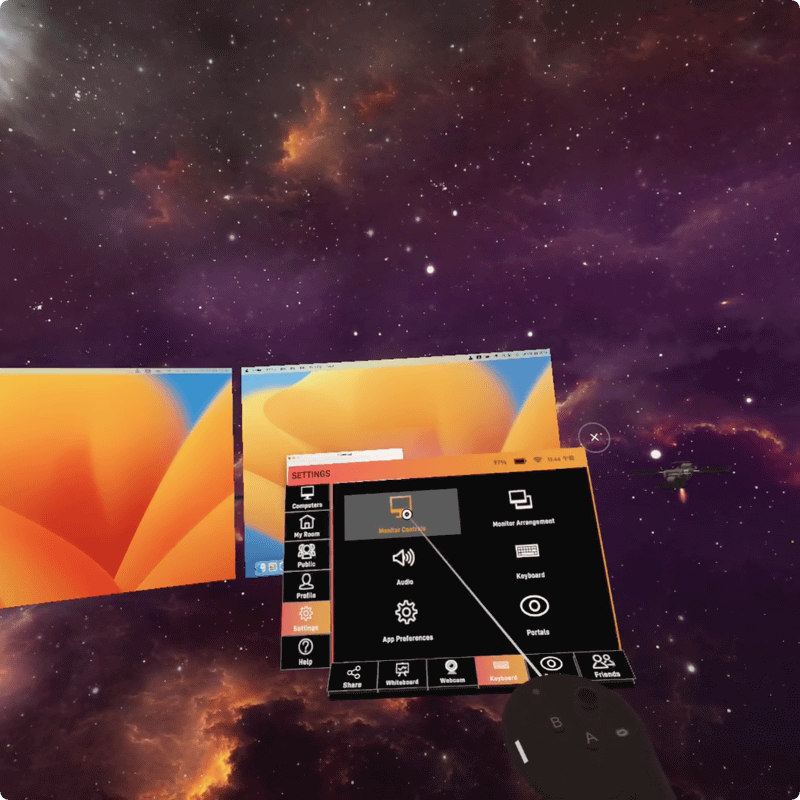 解像度の設定は［Settings］から行ないます。［Monitor Controls］→［Configure Monitor Resolutions］から番号を選択すると、そのスクリーンの解像度を変更できます