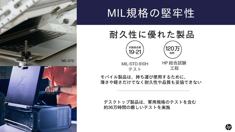 MIL規格テストをクリアした高い堅牢性も特徴
