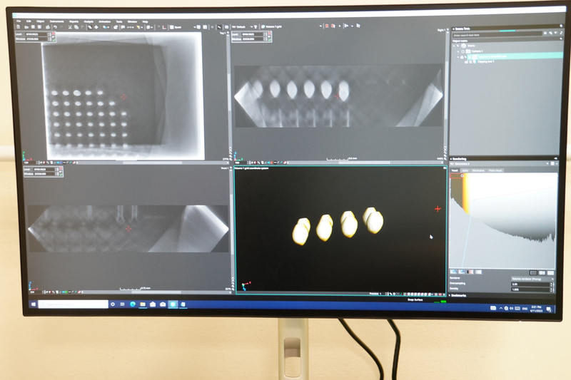 ハンダの状態をX線で検査する機械。最新のもので3次元解析できる