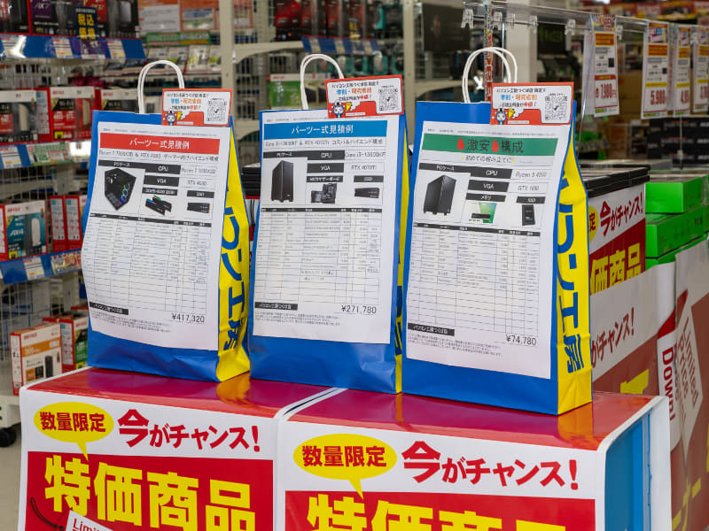 店員一押しの構成。パーツ一式を実際に組んで展示する予定もあるという