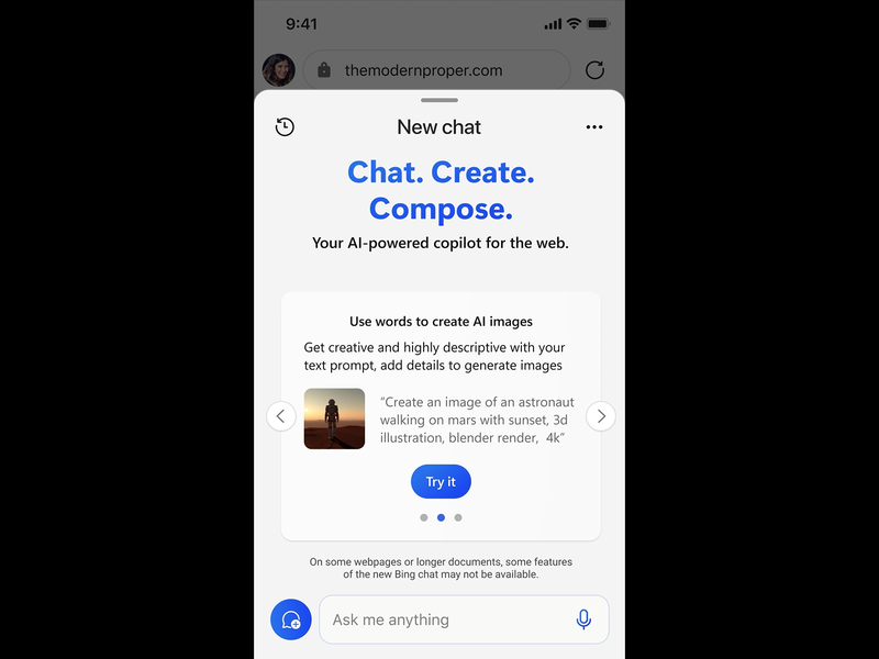 EdgeのモバイルアプリにBing Chatが導入