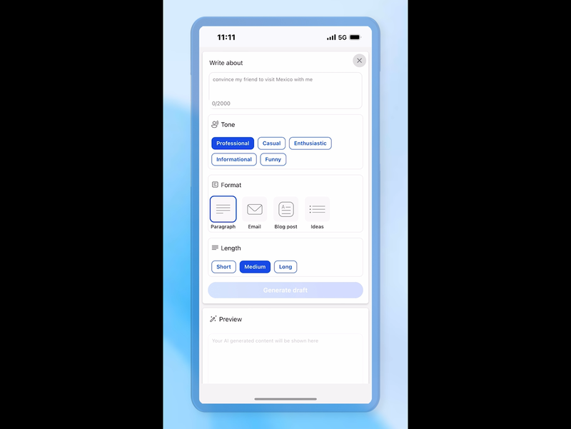 AIによるメールの作成機能
