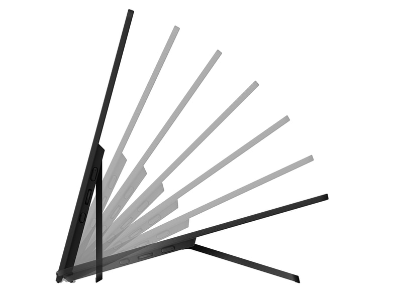 スタンドは16～75度までの間で無段階調整が可能