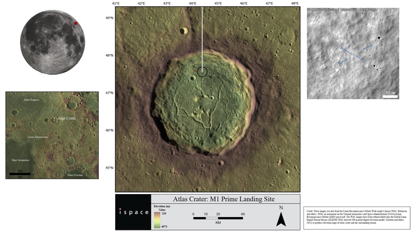 実際に落下したと思われるアトラスクレーター