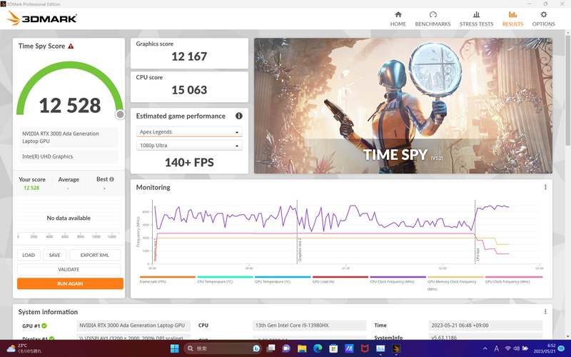 「3DMark」のTime Spyは12,528