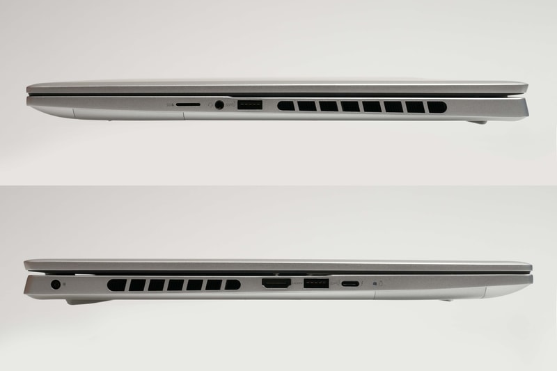 右側面(上)にはmicroSDカードスロット、3.5mmコンボジャック、USB 3.0、左側面(下)には電源端子、HDMI 2.0、USB 3.0、Thunderbolt 4を用意