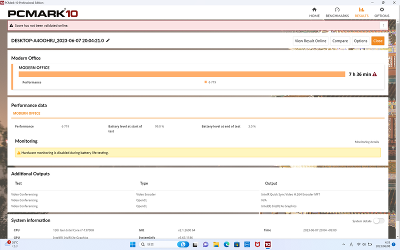PCMark 10 Modern Office Battery Life