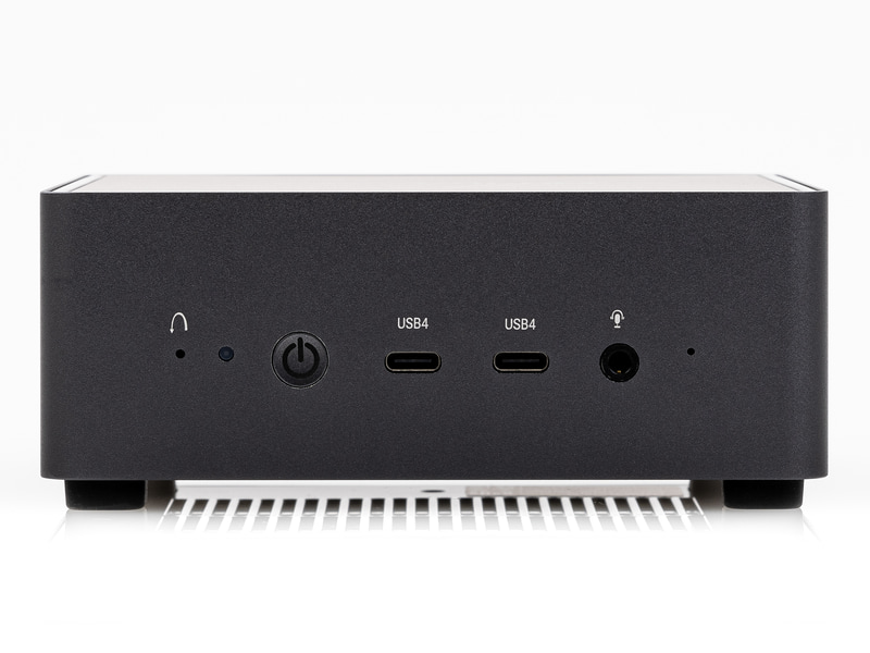 前面右からDMIC、3.5mmコンボジャック、USB4(Type-C/Alt PD)×2、リセットスイッチ