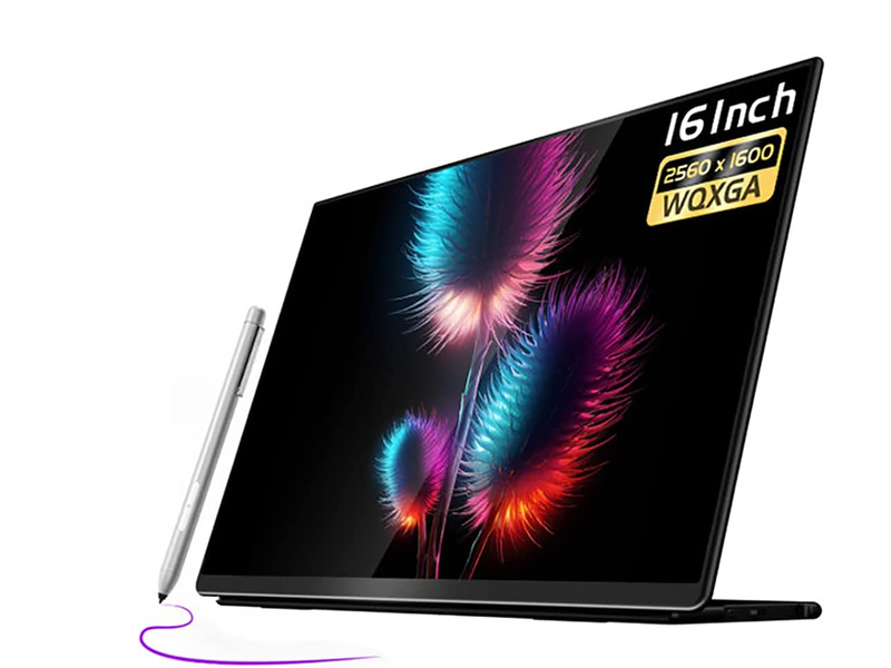 <a href="https://www.amazon.co.jp/dp/B0BMVWSTXK/" class="n" target="_blank">EHOMEWEI E160DSL</a><br>価格: 4万2,980円(別途4,000円オフクーポンあり)●パネル:16型IPS●解像度:2,560×1,600ドット●表面処理:光沢●タッチ操作:10点マルチタッチ●リフレッシュレート:60Hz●応答速度:1ms●輝度:400cd/平方m●コントラスト比:1,500:1●表示色:約1,670万色●視野角:上下/左右178度●インターフェイス:USB Type-C×2、mini HDMI×1、Micro USB×1、1W+1W内蔵スピーカー、ステレオミニジャック●サイズ:355×255×10mm●重量:900g