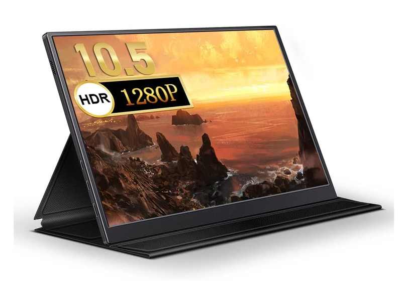 <a href="https://www.amazon.co.jp/dp/B095CPDBF9/" class="n" target="_blank">SEKOU モバイルモニター 10.5インチ</a><br>価格: 1万3,599円●パネル:10.5型IPS●解像度:1,920×1,280ドット●表面処理:光沢●タッチ操作:非対応●リフレッシュレート:50～75Hz●応答速度:3ms●輝度:420cd/平方m●コントラスト比:1,500:1●表示色:不明●視野角:上下/左右178度●インターフェイス:USB Type-C×2、mini HDMI×1、内蔵スピーカー、ステレオミニジャック●サイズ:234×165×8mm●重量:250g