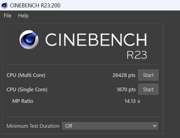 Cinebench R23の結果