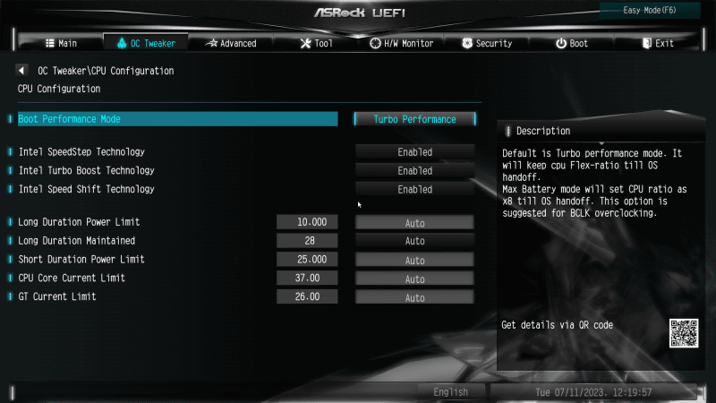 UEFI BIOSのOC Tweakerメニュー