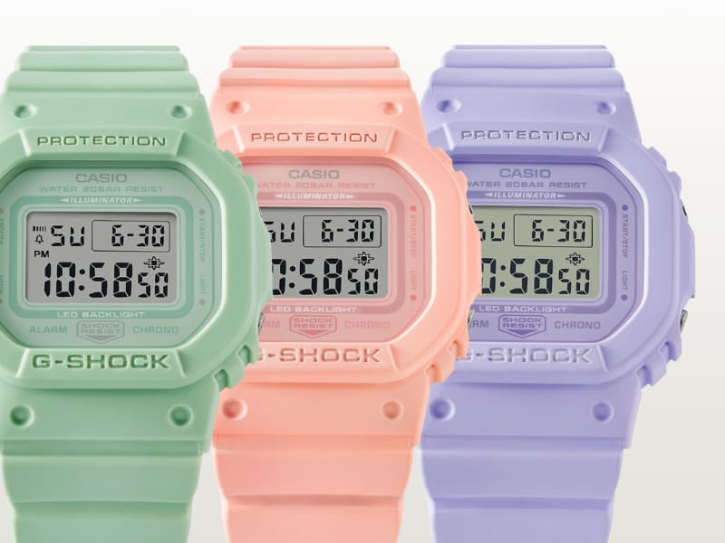 GMD-S5600BA(左からピスタチオグリーン、ペールオレンジ、ダスティライラック)