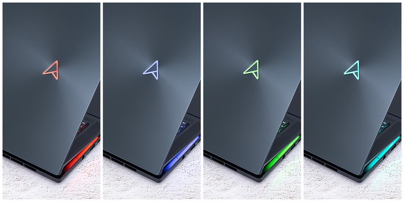 シンボルは透過パーツになっており、サイドにあるライトバーとともに、キーボードバックライトに連動して光る