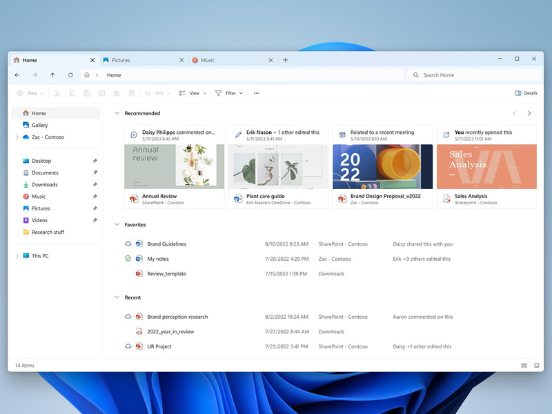 エクスプローラーの一部がモダンなUIに刷新