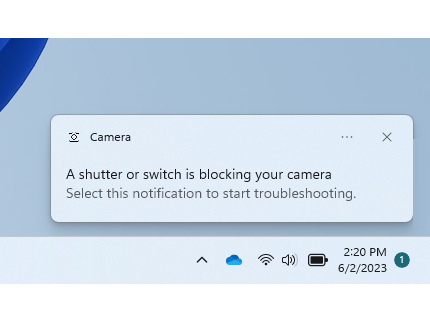 カメラが利用できない場合の通知機能