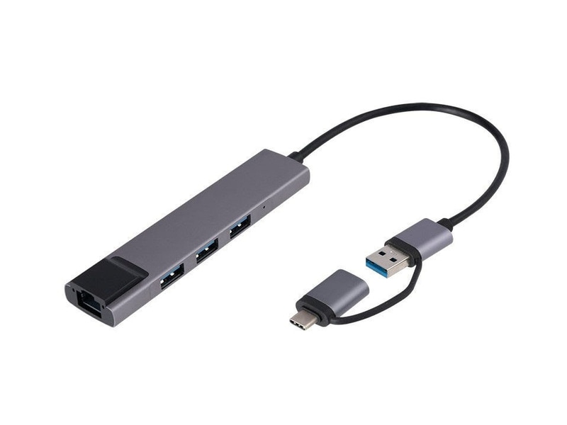 LANアダプタ付きUSB3.2 Gen 1 Type-C&A 3ポートアルミハブ(UH-C3L373)