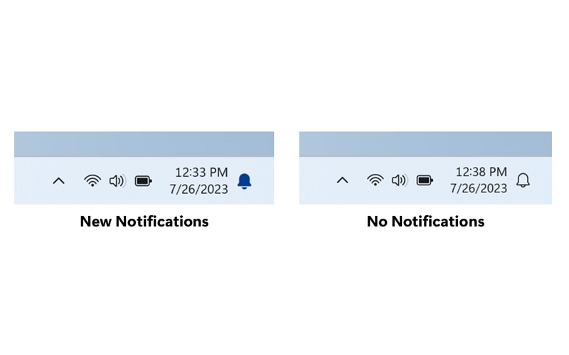 通知がある場合に、システムトレイのベルアイコンに色が付くように