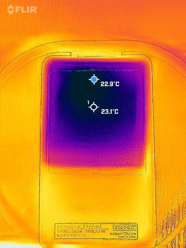 Tempo Clip 冷モード強の温度