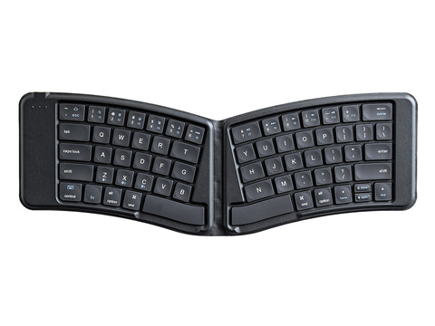 手の負担を軽減できる折りたたみ式エルゴキーボード、サンワサプライ