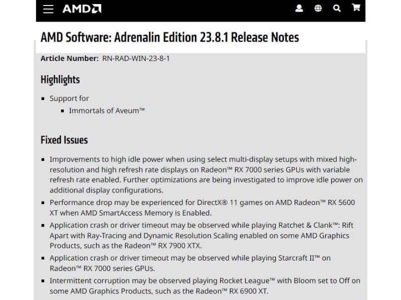 AMD Software: Adrenalin Edition 23.8.1