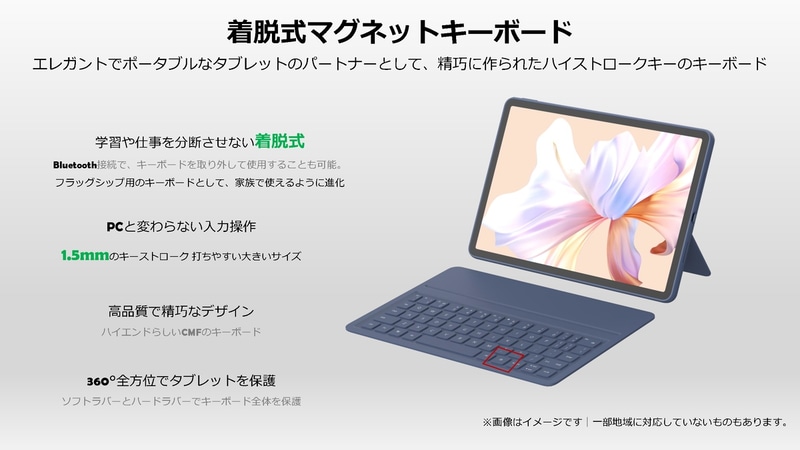 別売アクセサリとして着脱式マグネットキーボードも用意
