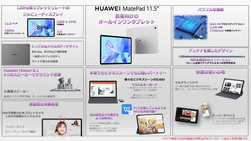 MatePad 11.5"の主な特徴