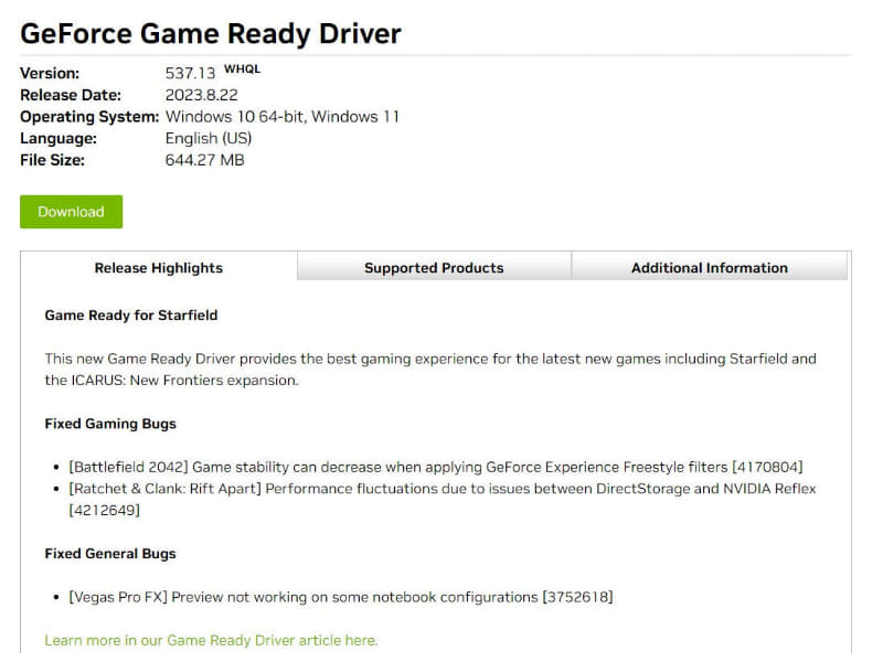 GeForce Game Ready Driver 537.13