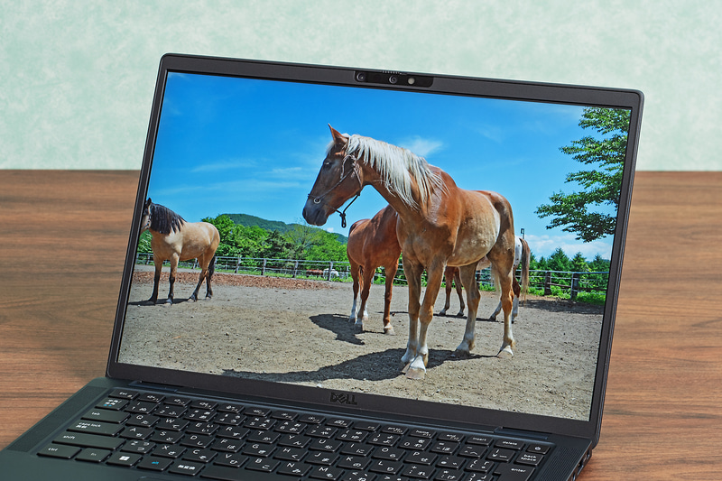 1,920×1,200ドット表示対応の13.3型液晶を搭載。IPSパネルのため広視野角で発色にも十分満足できる。非光沢仕様で外光の映り込みが少ない点もうれしい