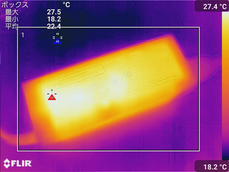 ACアダプタの最大温度は27.5℃