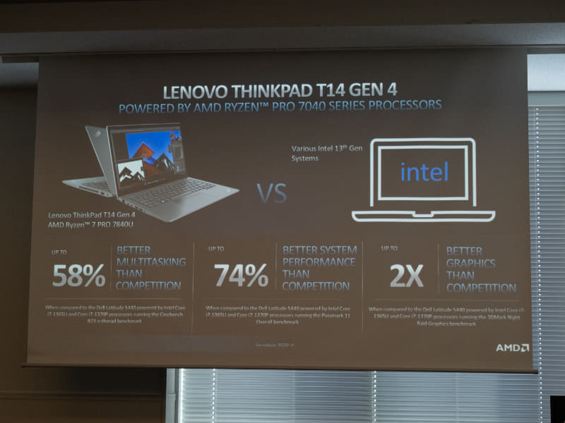 Ryzen Pro 7040シリーズ搭載PC(HP EliteBook 865 G10)と第13世代Core i7搭載ノート間の比較