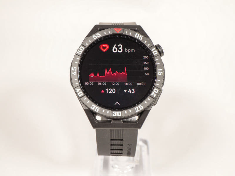 ディスプレイは円形で、有機ELを採用していることからグラフなどを表示しても見やすくなっている