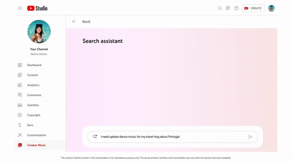 Assistive Search in Creator Music