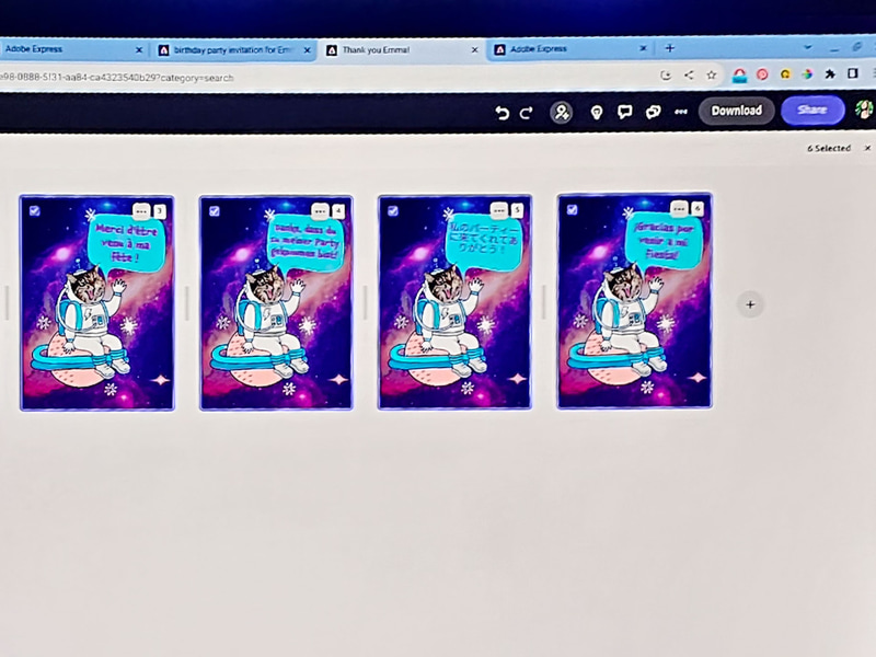 Adobe Expressのデモ、英語から複数の言語に自動翻訳