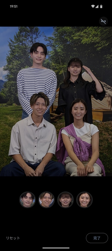 被写体の顔が、抽出されたベストの顔に修正される