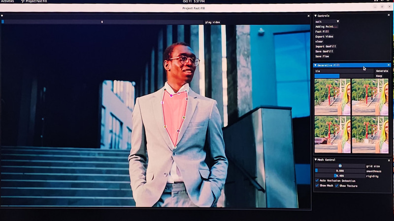 ネクタイを生成する領域を指定する