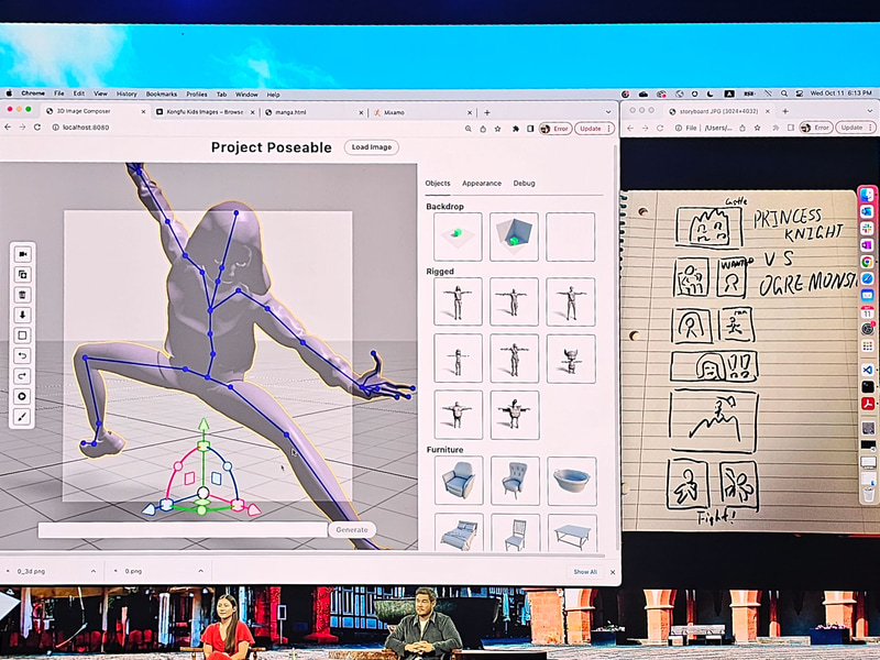 ポーズを写真などから読み込んで、人間のポーズなどを自動で調整、そこに生成AIで塗りつぶしできる