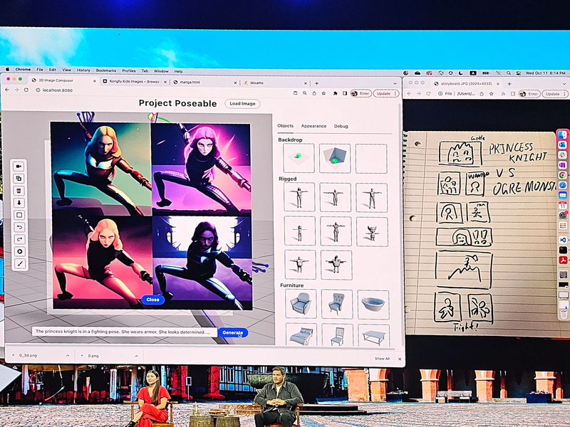 ポーズを写真などから読み込んで、人間のポーズなどを自動で調整、そこに生成AIで塗りつぶしできる