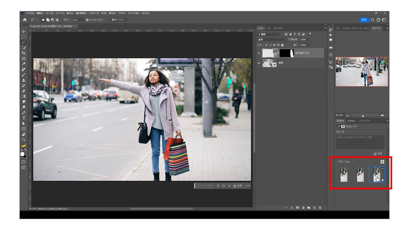 この時、プロパティに3つのバリエーションが生成されるので自分のイメージに近いものを選択します。3つのバリエーションの中にイメージに合うものがなければ再度「生成」をクリックすることで、新たに3つのバリエーションを生成することもできます