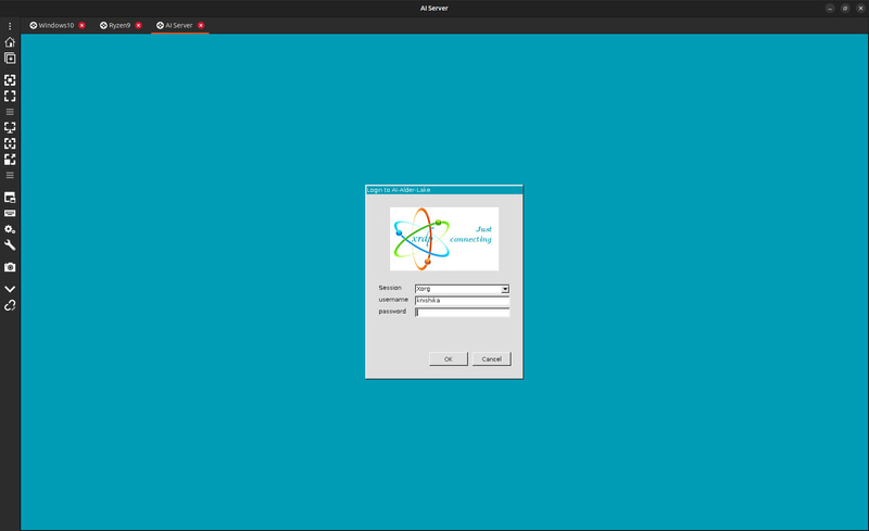 xrdpを起動し、RDPで接続。ログインパネルが出る