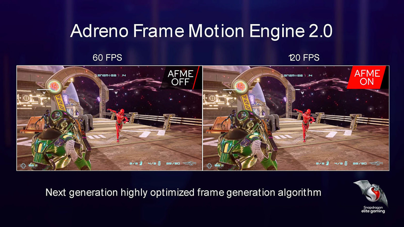 Adreno Frame Motion Engine 2.0に対応(出典:Snapdragon Summit 2023 Mobile Overview、Qualcomm)