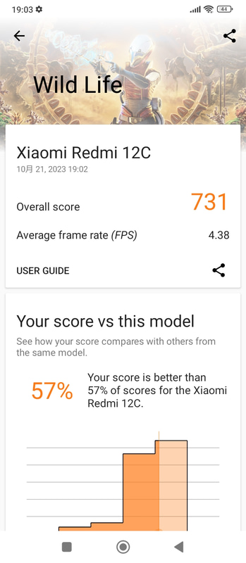 「3DMark」のWild Lifeは731